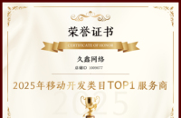 喜报！久鑫网络登顶猪八戒网 2025 移动开发类目 TOP1，实力再获行业认证！